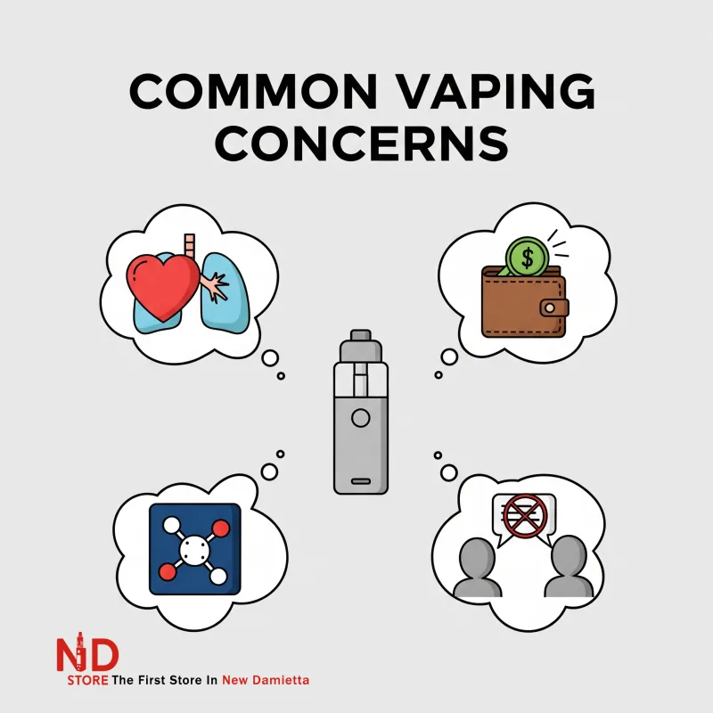 Common vaping concerns ND Store Damietta Common concerns about vaping - ND Store, Vape Store in Damietta