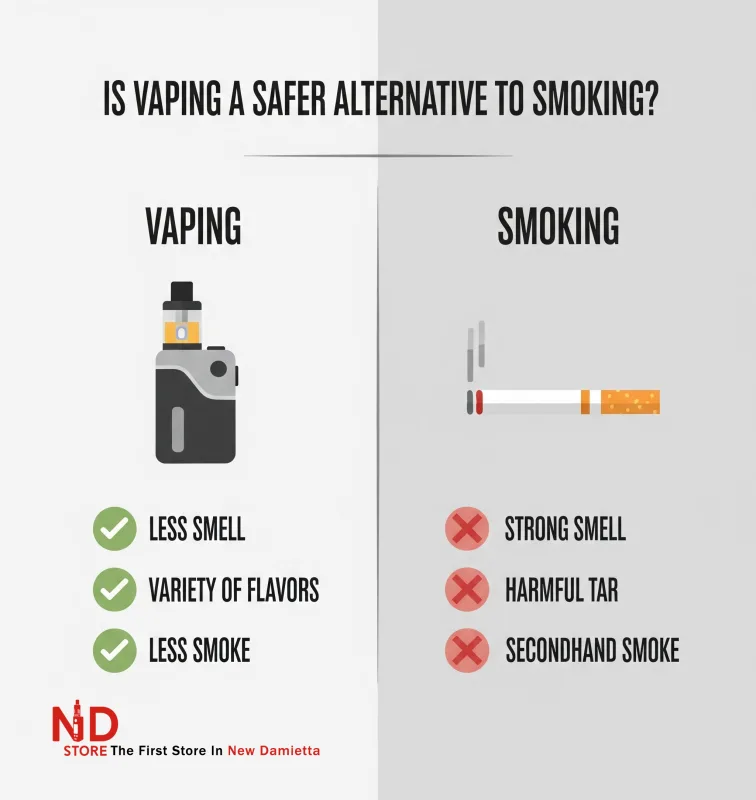 Vaping vs smoking ND Store Damietta Is vaping safer than smoking? - ND Store, Vape Store Damietta