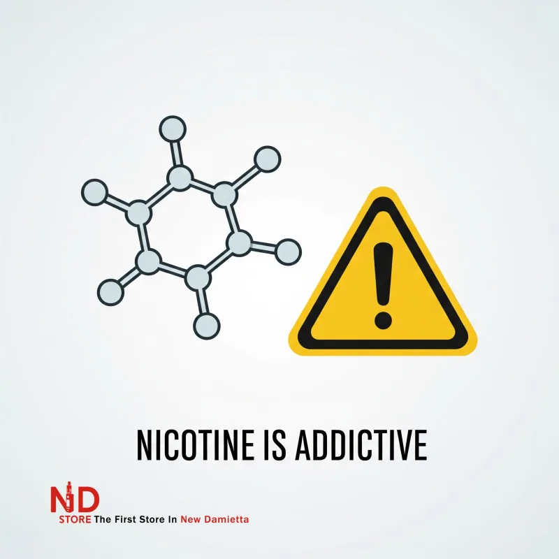 nicotine warning vaping smoking ND Store Warning image about nicotine risks in vaping and smoking - ND Store, Vape Store in Damietta