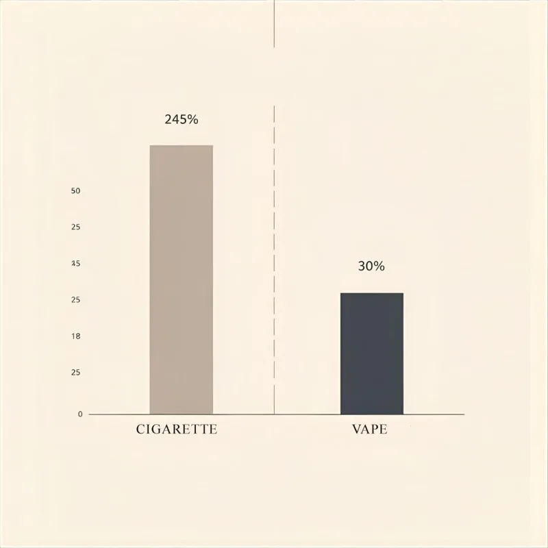 diacetyl comparison bar chart رسم بياني يوضح مقارنة مستويات مادة ثنائي الأسيتيل بين السجائر والفيب - ND Store - أفضل فيب ستور في دمياط
