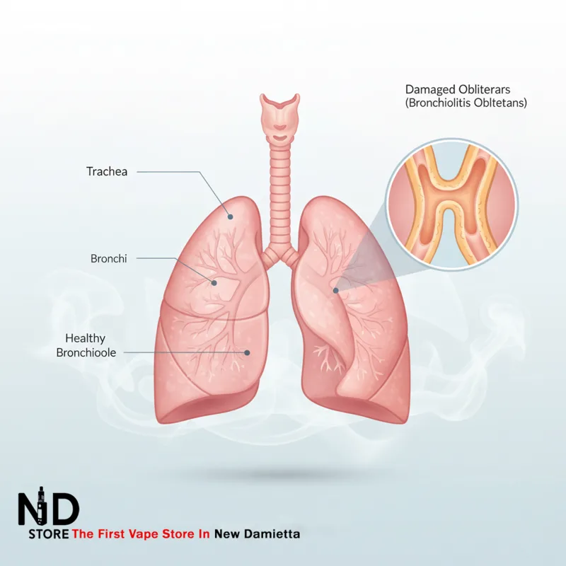 popcorn lung definition رسم توضيحي للرئة السليمة مقابل رئة الفشار - ND Store - أفضل فيب ستور في دمياط